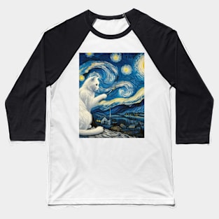 The white cat and the starry night Baseball T-Shirt